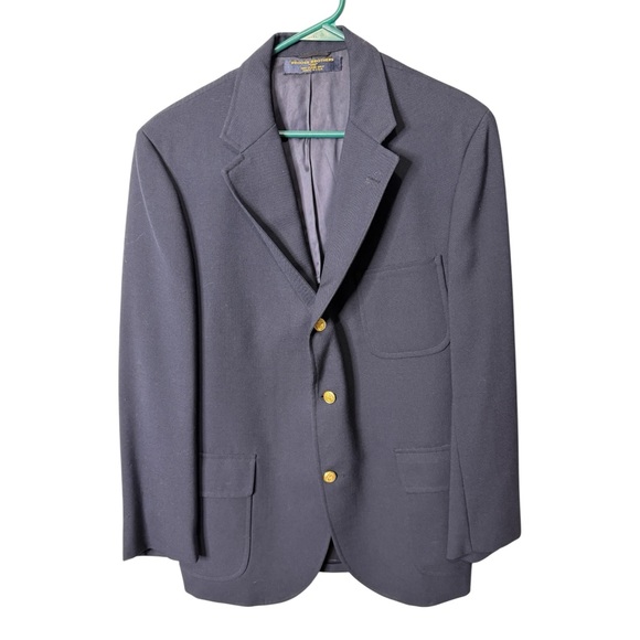 Brooks Brothers 346 Navy Wool Blazer Sport Coat 41R Gold Buttons Vintage USA